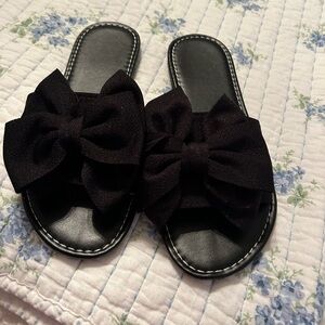 Black Bow Slide Sandals